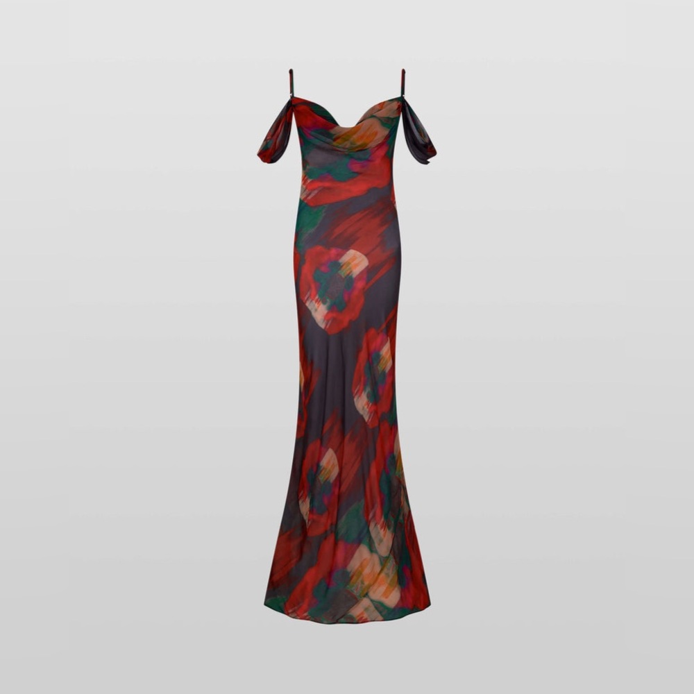 Rat & Boa - Red floral maxi, L, excellent conditions